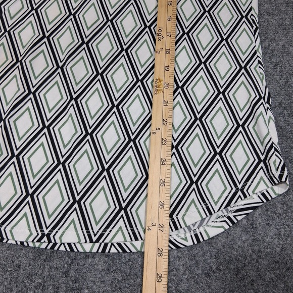 PERCEPTION CONCEPT Blck & White Green Top‎ XL Women V Neck Short Sleeve Casual - Picture 8 of 9